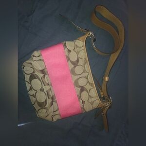 Coach Signature Crossbody with Pink Accent